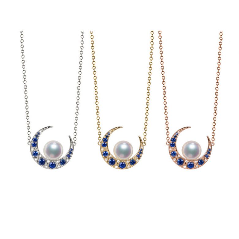 Pendentif Mikadzuki I Perle Akoya Saphir. Croissant de Lune - 4
