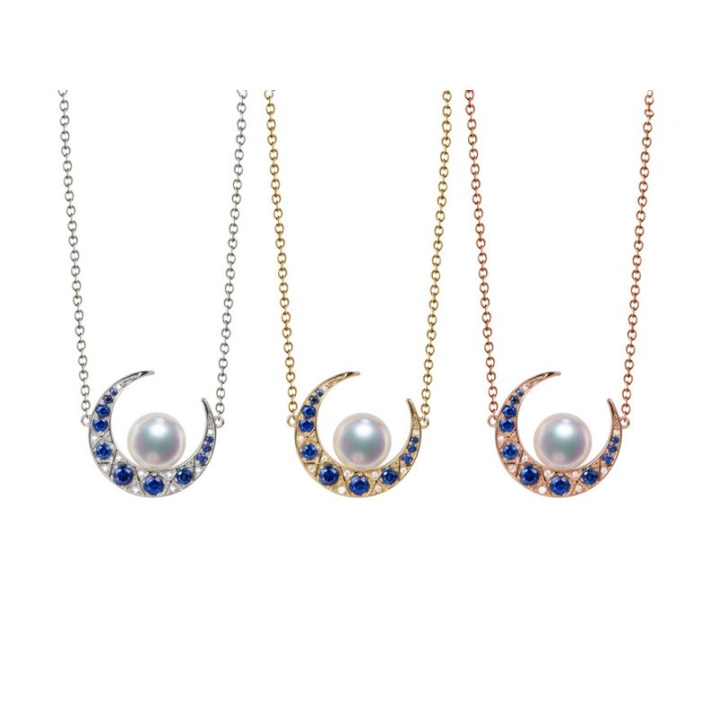 Pendentif Mikadzuki I Perle Akoya Saphir. Croissant de Lune - 5
