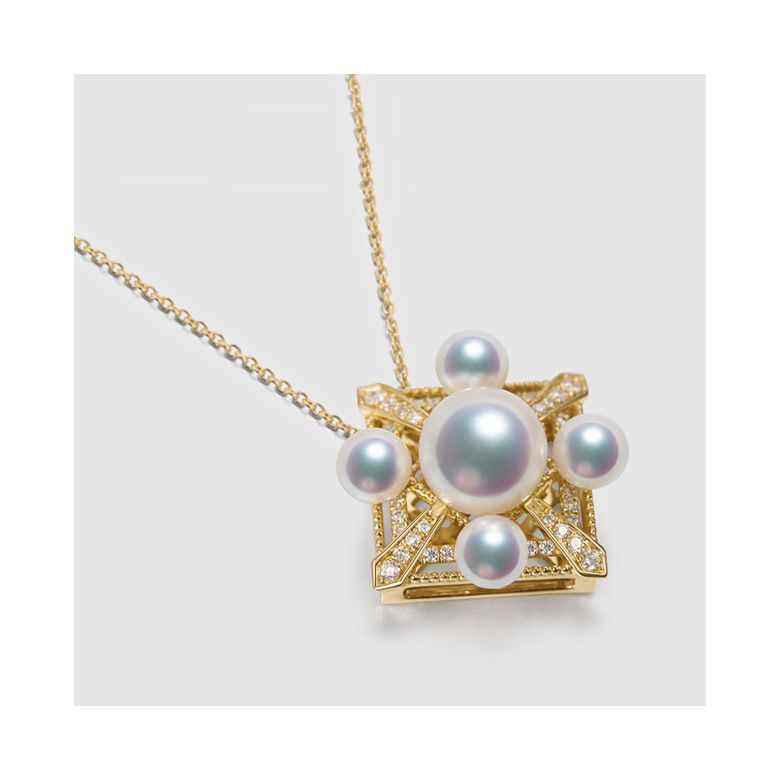 Pendentif Voyage stellaire I Perles Akoya Or jaune Diamants - 6