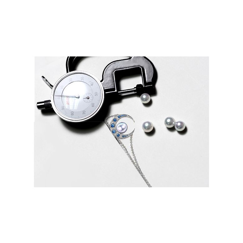 Pendentif Mikadzuki I Perle Akoya Saphir. Croissant de Lune - 10