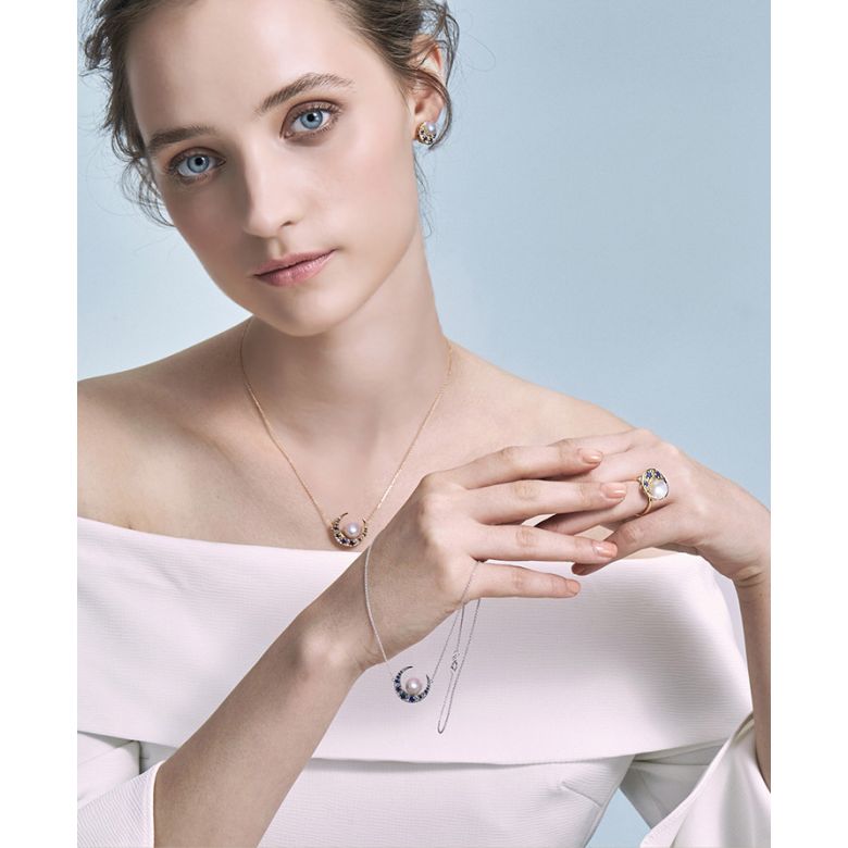 Bague Mikadzuki, Croissant de Lune I Perle Akoya, Saphir, Diamant - 7