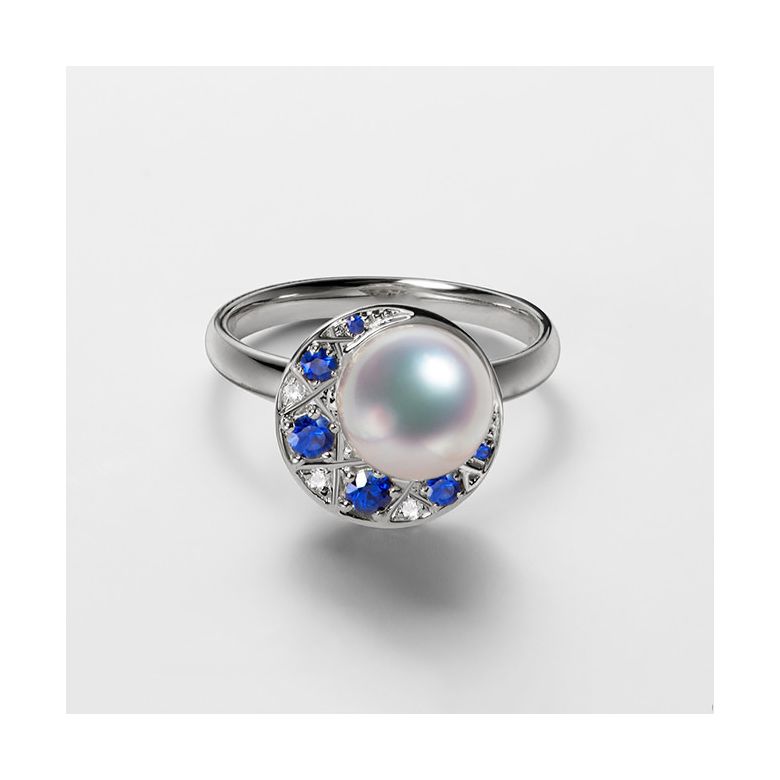 Parure Mikadzuki I Perle Akoya Saphir. Croissant de Lune - 11
