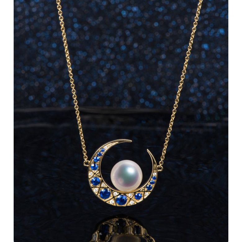 Parure Mikadzuki I Perle Akoya Saphir. Croissant de Lune - 3