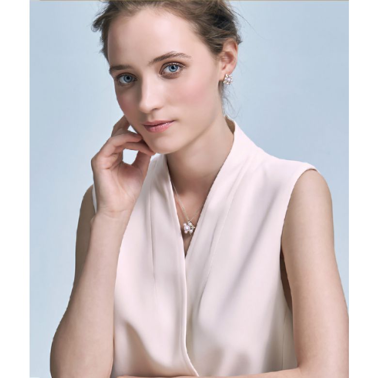 Boucles Oreilles Voyage stellaire. Or blanc Perle Akoya  - 7