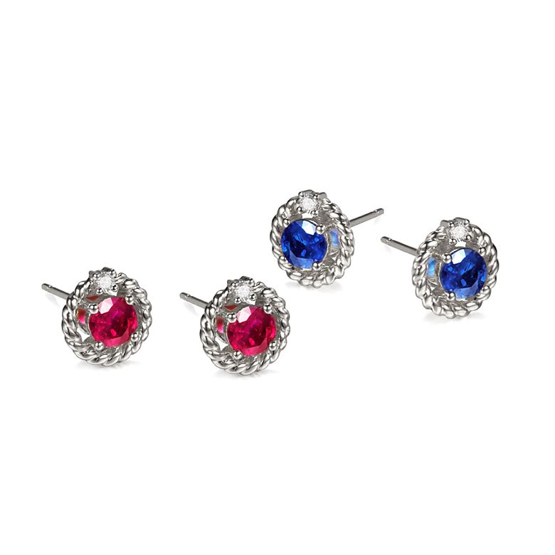 Boucle d oreille Saphir, Diamant & or blanc - Tempietto - 7