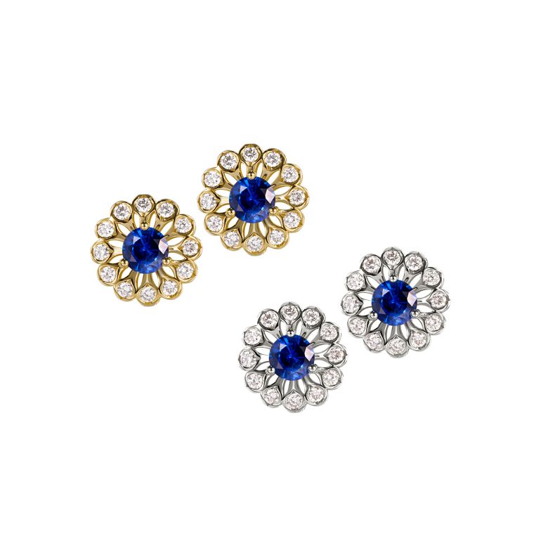 Boucle d oreille bleu de Médicis - Saphir, or jaune, diamant - 4