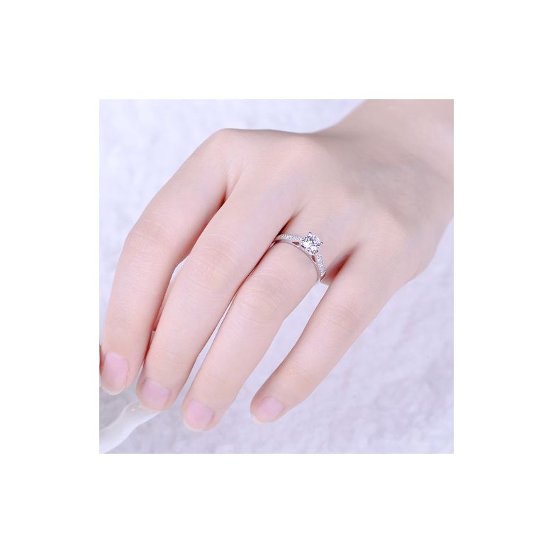 Bague de Fiancaille Lafayette - Solitaire épaulé Or Blanc, Diamant | Gemperles - 3
