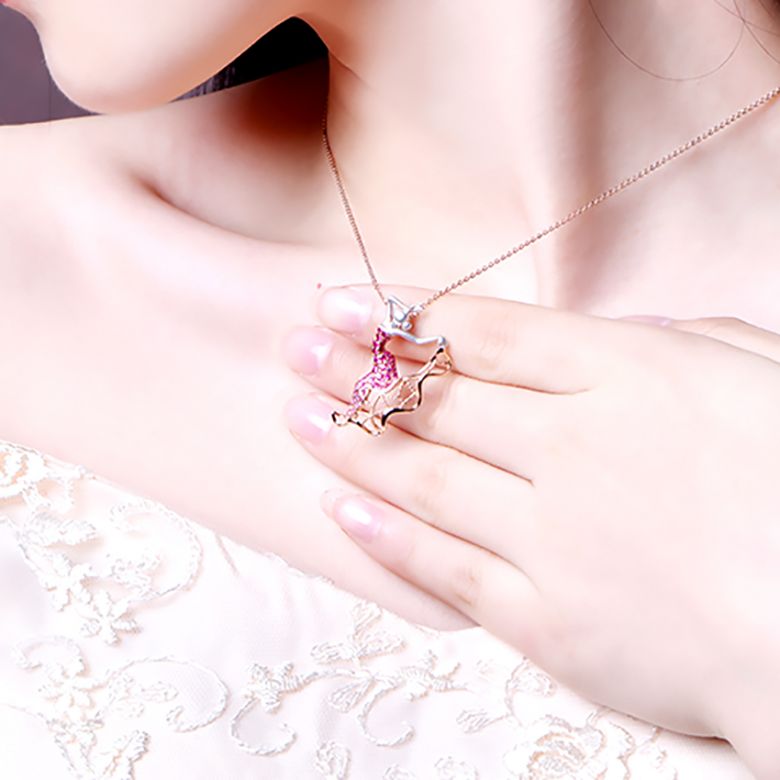 Pendentif Flamenco - Pendentif danseuse de flamenco - Or blanc & rose , Rubis - 9