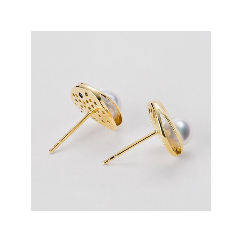 Boucle oreille perle Akoya I Constellation saphir diamant I Seiza, Or jaune - 10