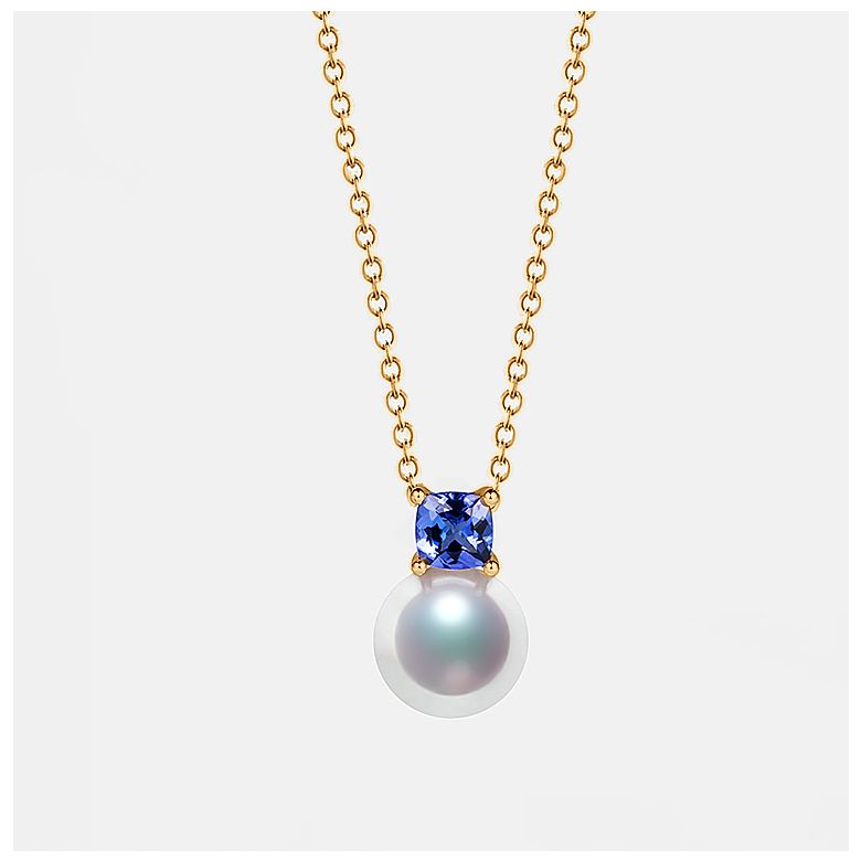 Pendentif Ginza. Mariage saphir et perle Akoya. Or jaune - 5