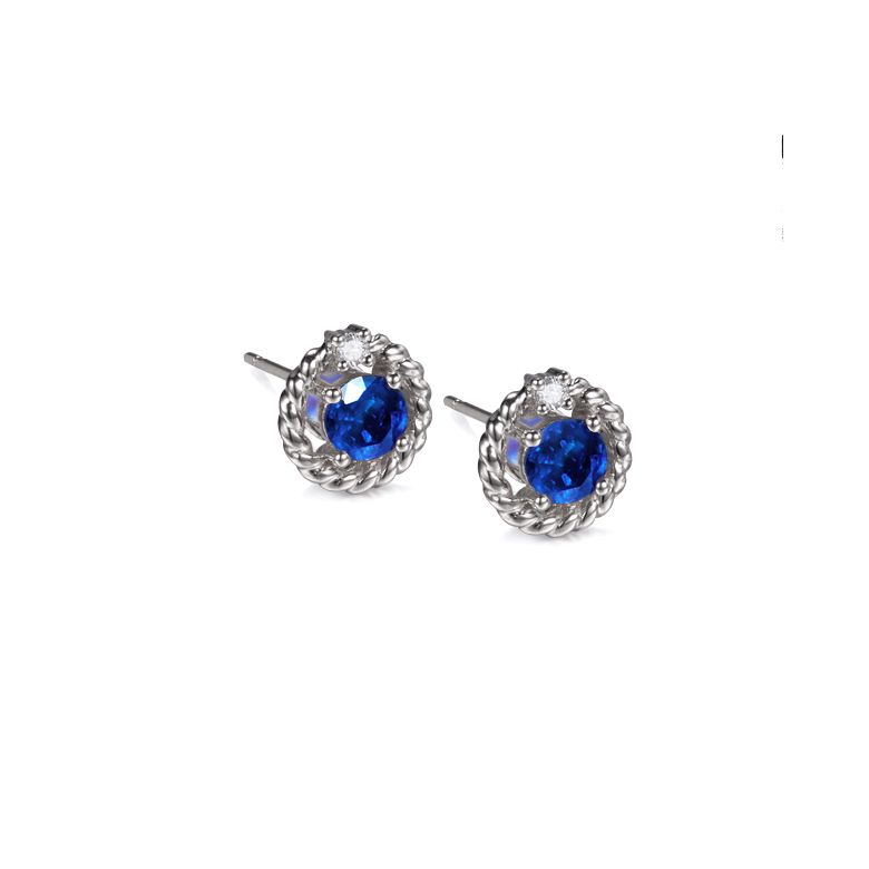 Boucle d oreille Saphir, Diamant & or blanc - Tempietto - 8
