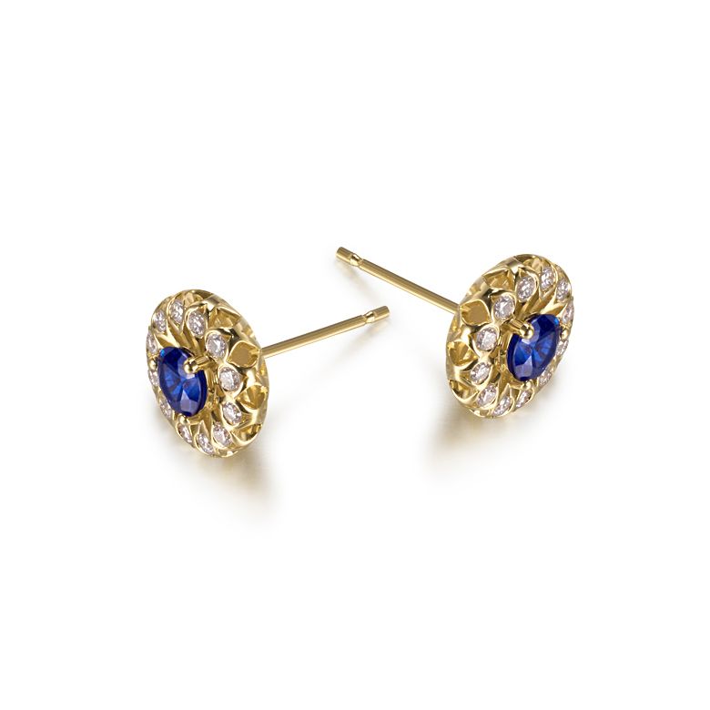 Boucle d oreille bleu de Médicis - Saphir, or jaune, diamant - 6