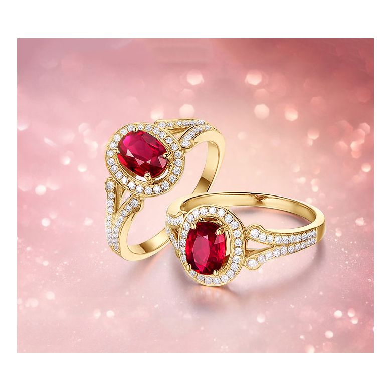 Bague Mogok, rubis de Birmanie.  Or jaune et diamants | Mogok - 10