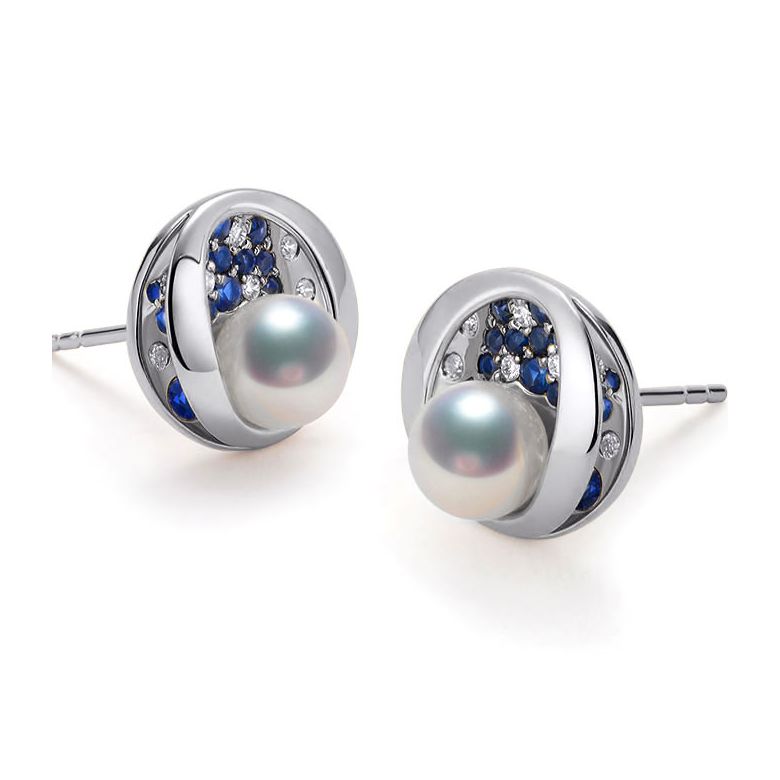 Boucle oreille perle Akoya I Constellation saphir diamant I Seiza - 3