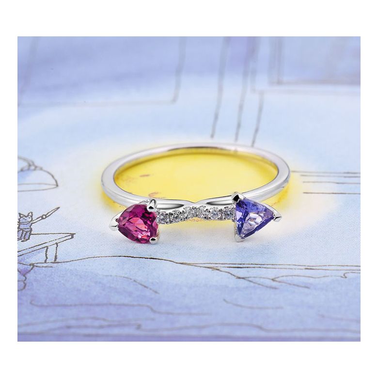Bague croisée des chemins. Or blanc et saphirs - 7