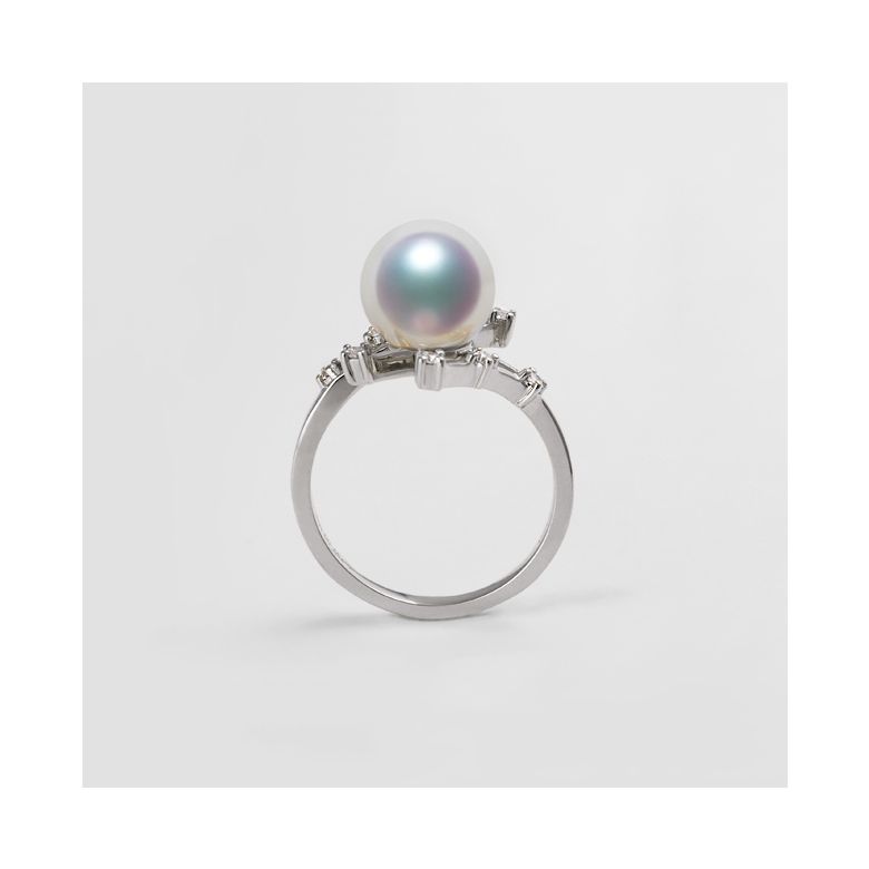 Bague Étoile des neiges. Perle Akoya, Or blanc, diamants - 10