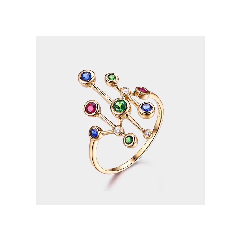 Bague gouttes d’amour. Or jaune, pierres précieuses - 8