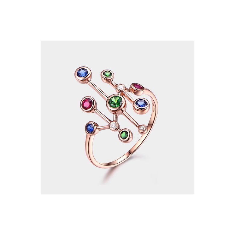 Bague Or rose, pierres précieuses. Gouttes d'amour - 9