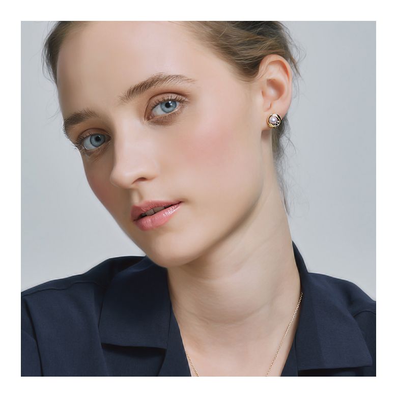 Boucle oreille perle Akoya I Constellation saphir diamant I Seiza, Or jaune - 12