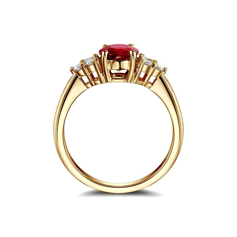 Bague Fiançailles Rubis, Diamants, Or jaune. Douce France - 8
