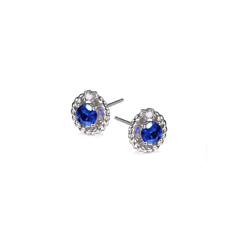 Boucle d oreille Saphir, Diamant & or blanc - Tempietto - 3