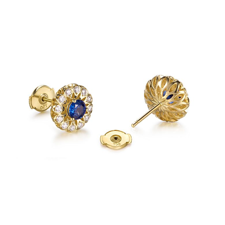 Boucle d oreille bleu de Médicis - Saphir, or jaune, diamant - 7