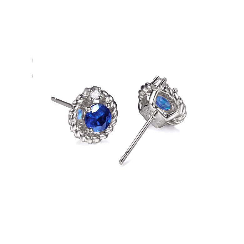 Boucle d oreille Saphir, Diamant & or blanc - Tempietto - 9