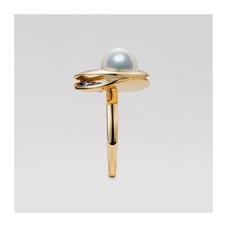 Bague Seiza Constellation I Perle Akoya, saphir, diamant I Or jaune - 12