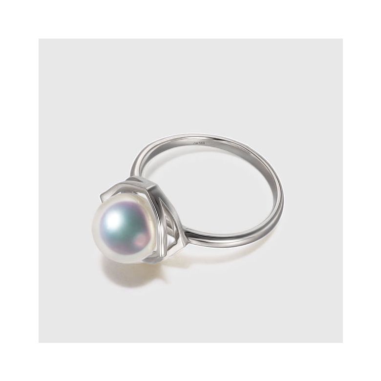 Bague perle de culture - Perle Akoya Japon - Or blanc - Coco Chanel - 7