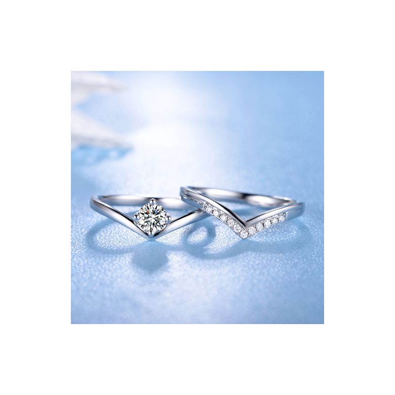 Bague Solitaire Accompagné Wonder Woman -  Bague de Fiançailles Platine | Gemperles - 11