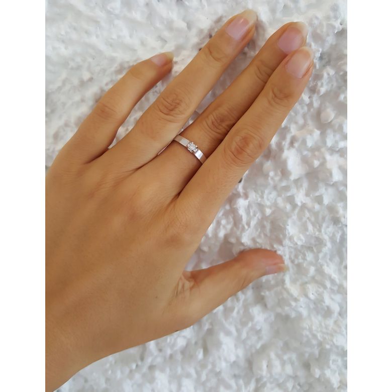 Alliance solitaire or - Alliance Femme - Platine - Diamant - 2