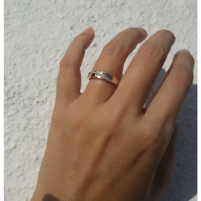 Bague alliance de prestige. Symbole d'union. Or jaune, diamants - 3