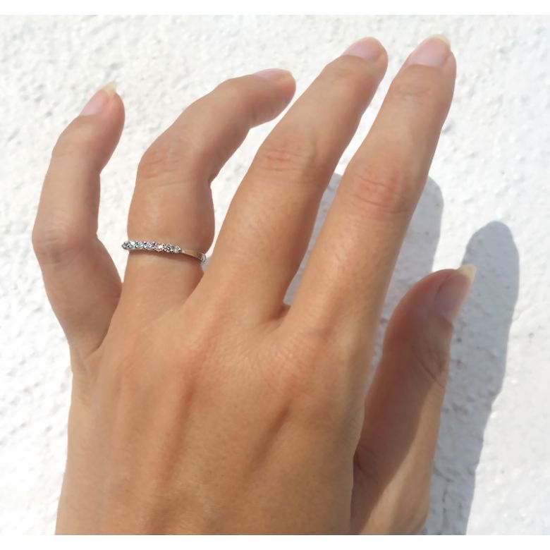 Bague fiançaille - Bague en or blanc 18 carats - Diamants 0.204ct - 3