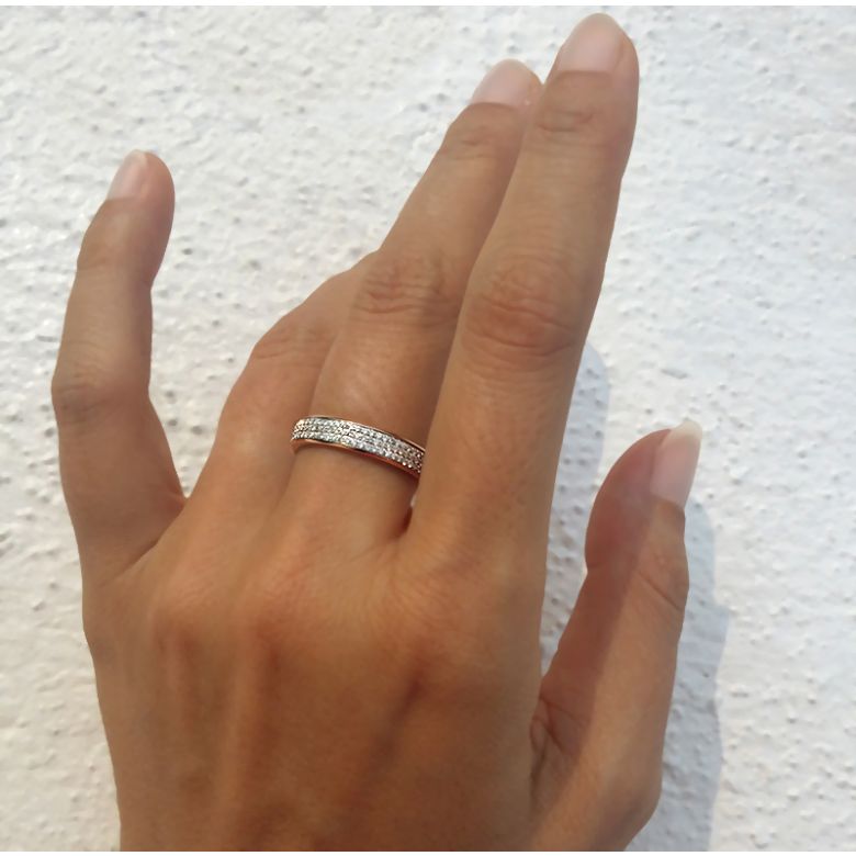 Joaillier alliance de fiançaille - Alliance Femme diamants et or rose et blanc - 2