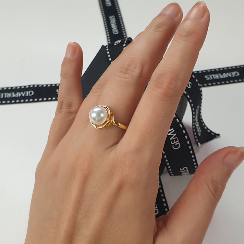 Bague perle de culture - Perle Akoya Japon - Or jaune - Coco Chanel - 11