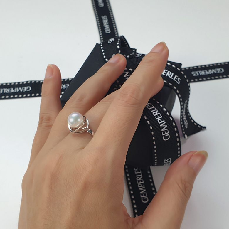 Bague perle de culture - Perle Akoya Japon - Or blanc - Coco Chanel - 11