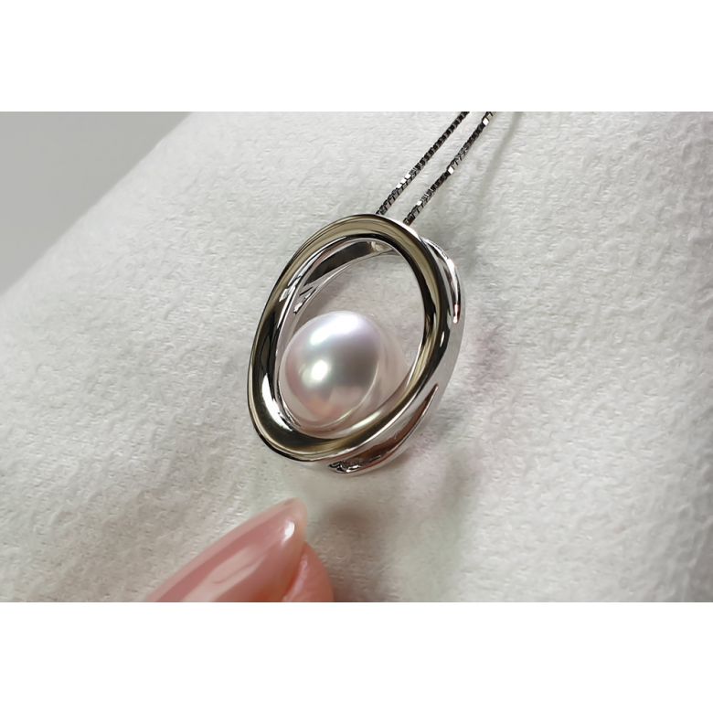 Pendentif perle Akoya - Himiko - Perle du Japon, Or blanc - 8