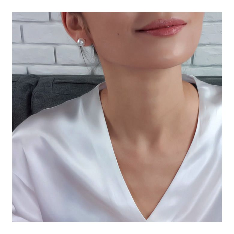 Boucles d'oreilles Athéna I Puces perles, Or Blanc I Gemperles - 4