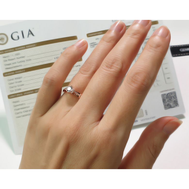 Bague Solitaire Amélia - Or Rose 0.45ct & Diamant Central 0.35ct | Gemperles - 10