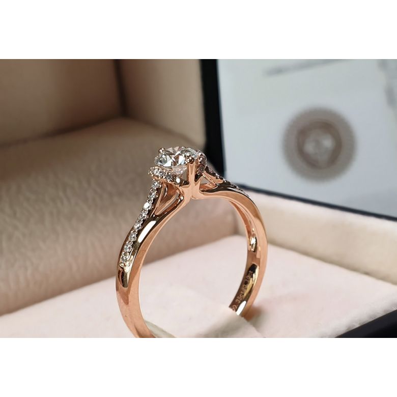 Bague Solitaire Amélia - Or Rose 0.45ct & Diamant Central 0.35ct | Gemperles - 12