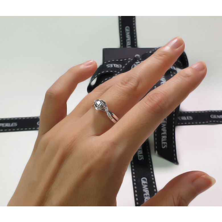 Bague Solitaire A Julie - Or Blanc & Diamants - Alfred de Musset | Gemperles - 8