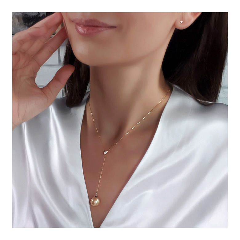 Pendentif bélière or jaune - Perle d'Australie dorée - 5