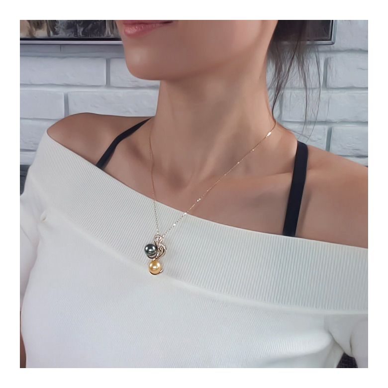 Pendentif Cygnes Perles des Mers du Sud, Or Jaune - 4