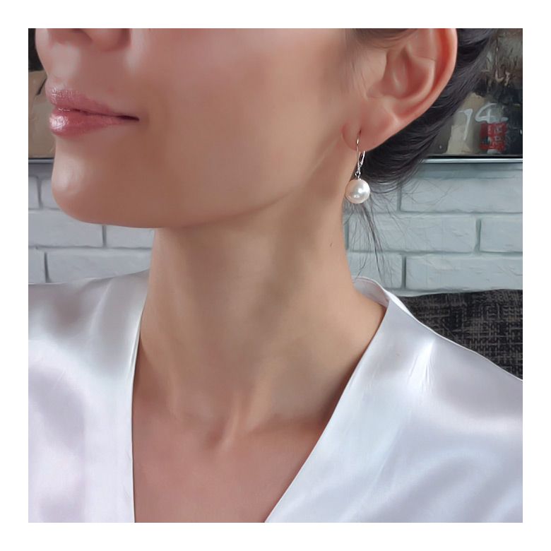 Boucles d'oreilles perles d'eau douce blanches - 8/9mm - GEMME - Or blanc - 2