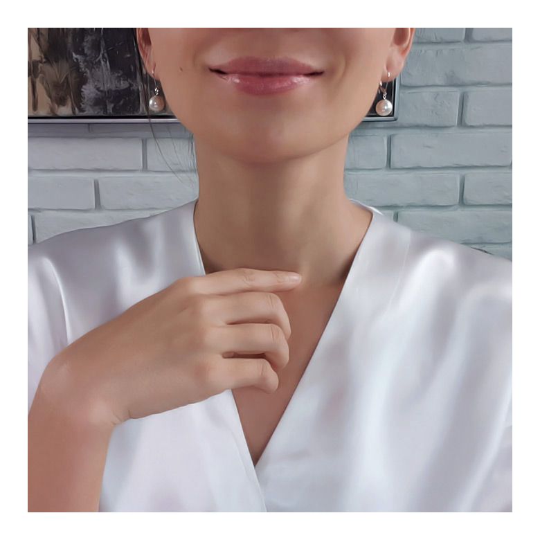 Boucles d'oreilles perles d'eau douce blanches - 8/9mm - GEMME - Or blanc - 4