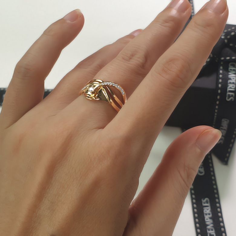 Bague or diamant - Or jaune 18 carats - Diamants 0.109ct - 4