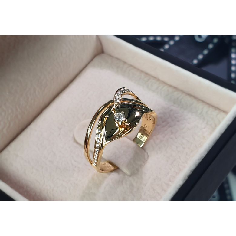 Bague or diamant - Or jaune 18 carats - Diamants 0.109ct - 7