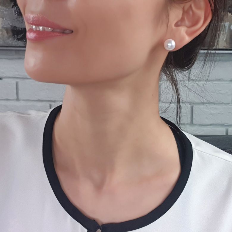 Boucles oreilles or jaune - Clous d'oreilles perles 9/9.5mm culture - 11