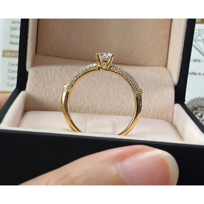 Solitaire Bambou Prestige - Bague en Or Jaune & Diamants 0.97ct | Gemperles - 7