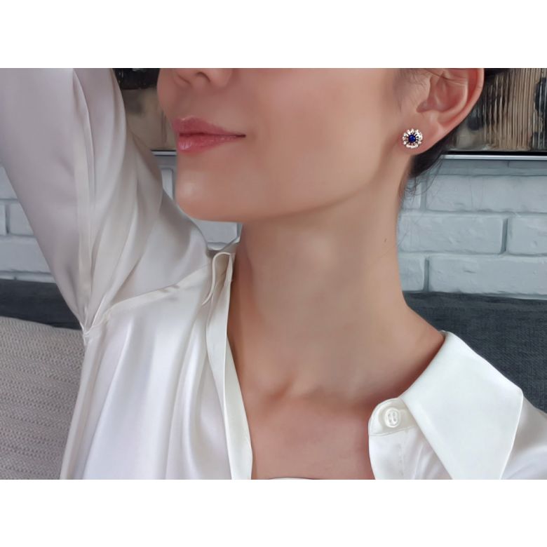 Boucle d oreille bleu de Médicis - Saphir, or jaune, diamant - 10